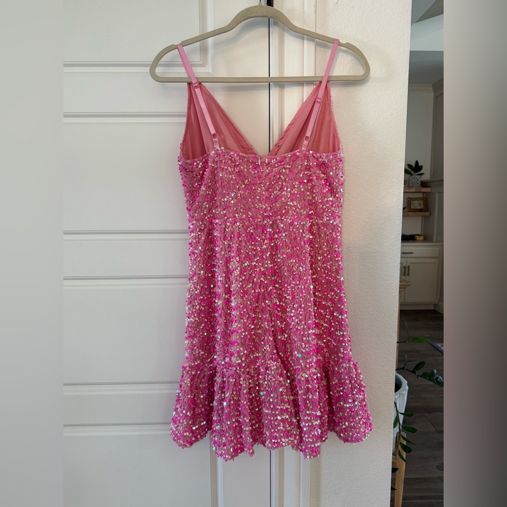 Southern Fried Chicks Pink Velvet Sequin Beaded Dress Medium M NWOT - Picture 2 of 10
